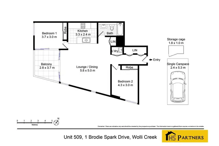 Floorplan of Homely apartment listing, 509/1 Brodie Spark Drive, Wolli Creek NSW 2205