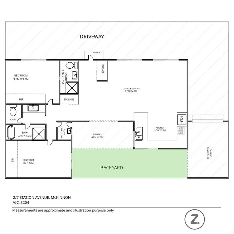 Floorplan of Homely unit listing, 2/7 Station Avenue, Mckinnon VIC 3204