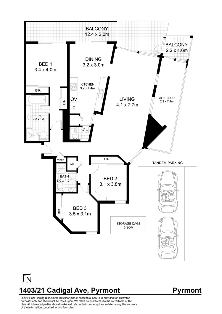 Floorplan of Homely apartment listing, 1403/21 Cadigal Avenue, Pyrmont NSW 2009