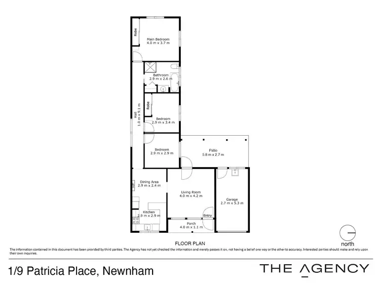 Floorplan of Homely unit listing, 1/9 Patricia Place, Newnham TAS 7248
