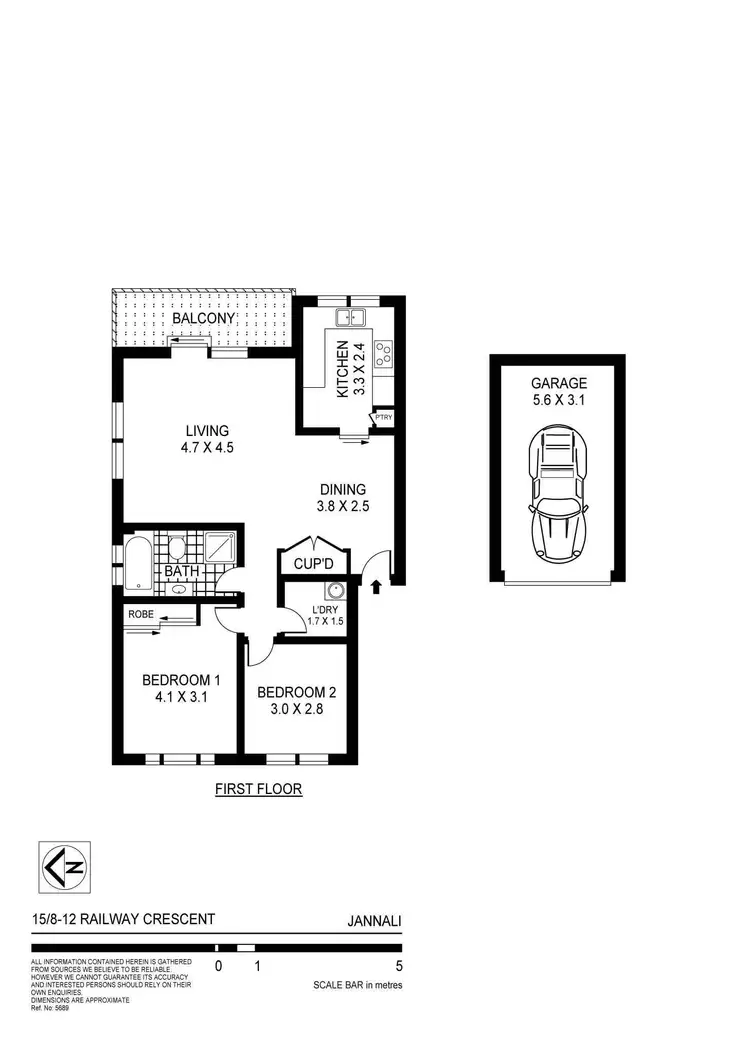Floorplan of Homely unit listing, 15/8-12 Railway Crescent, Jannali NSW 2226