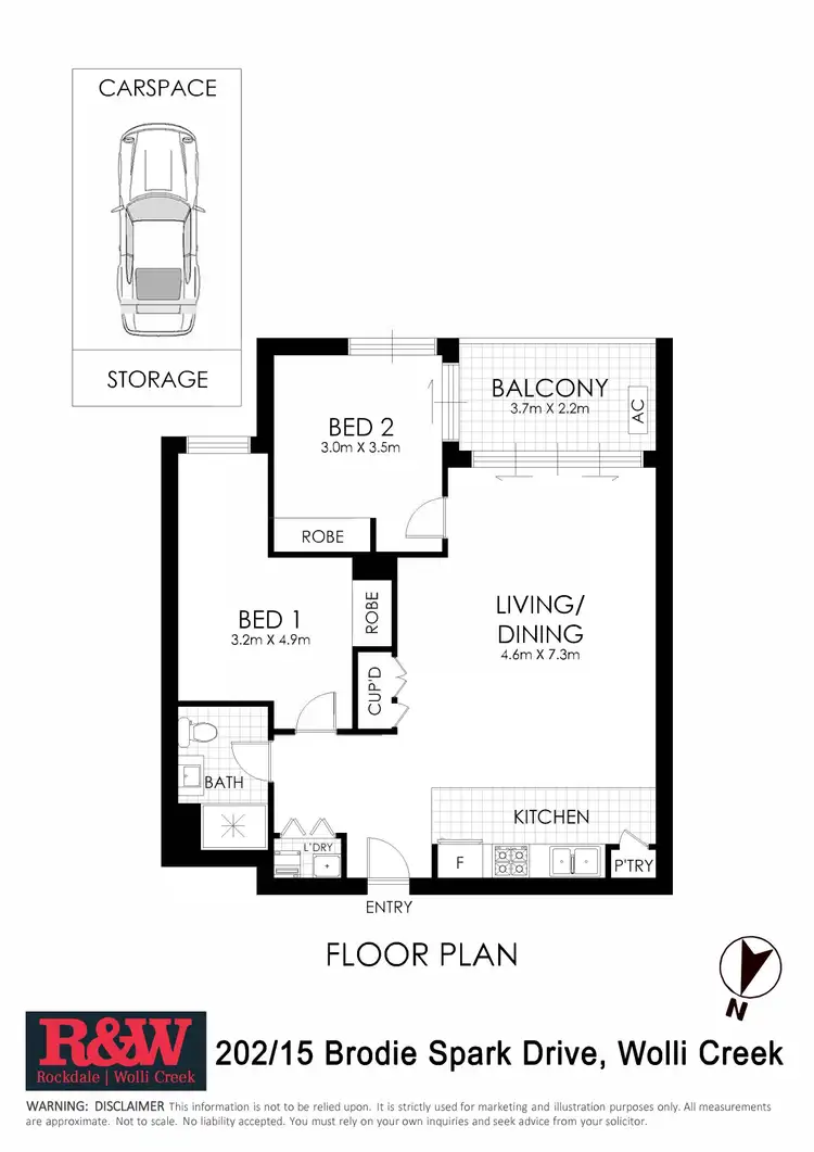 Floorplan of Homely apartment listing, 202/15 Brodie Spark Drive, Wolli Creek NSW 2205