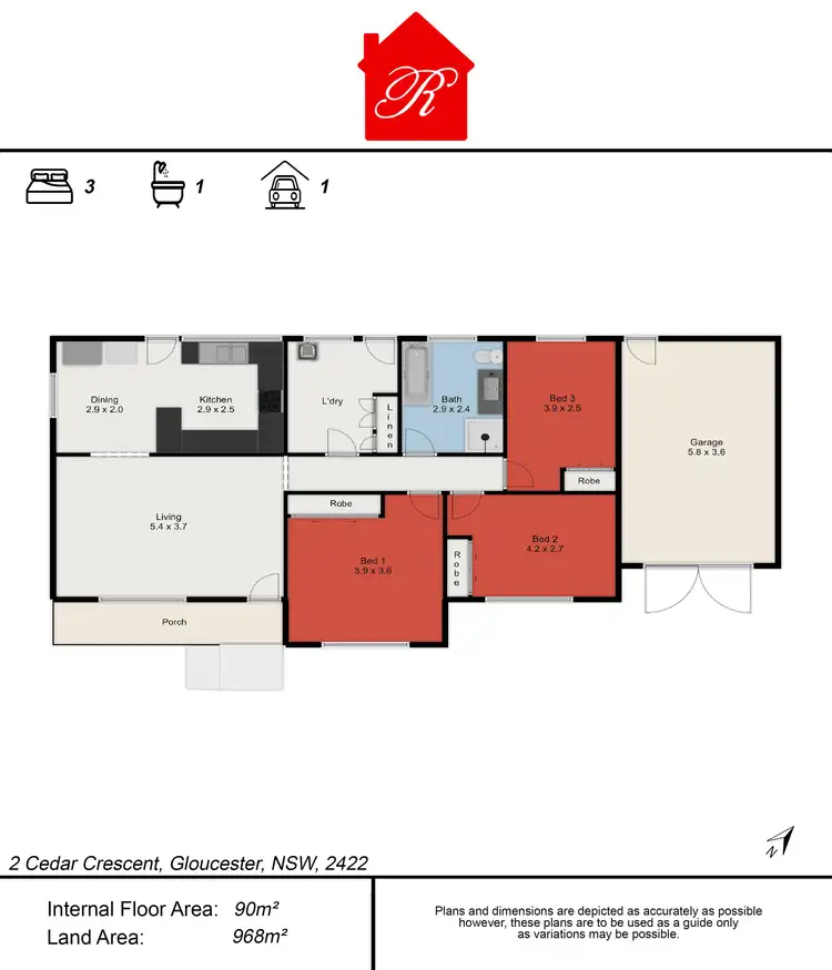 Floorplan of Homely house listing, 2 Cedar Crescent, Gloucester NSW 2422