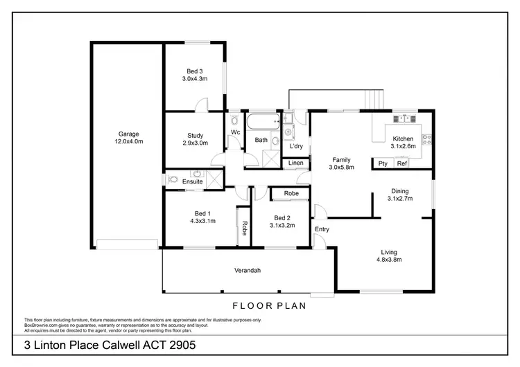 Floorplan of Homely house listing, 3 Linton Place, Calwell ACT 2905