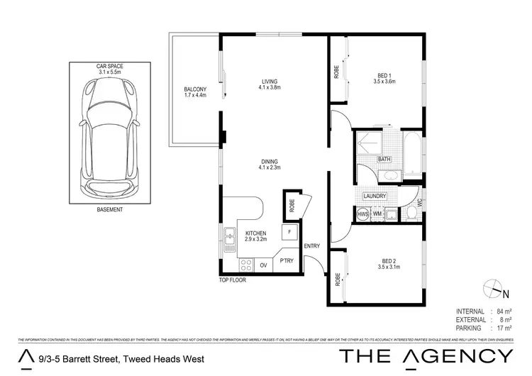 Floorplan of Homely unit listing, 9/3-5 Barrett Street, Tweed Heads West NSW 2485