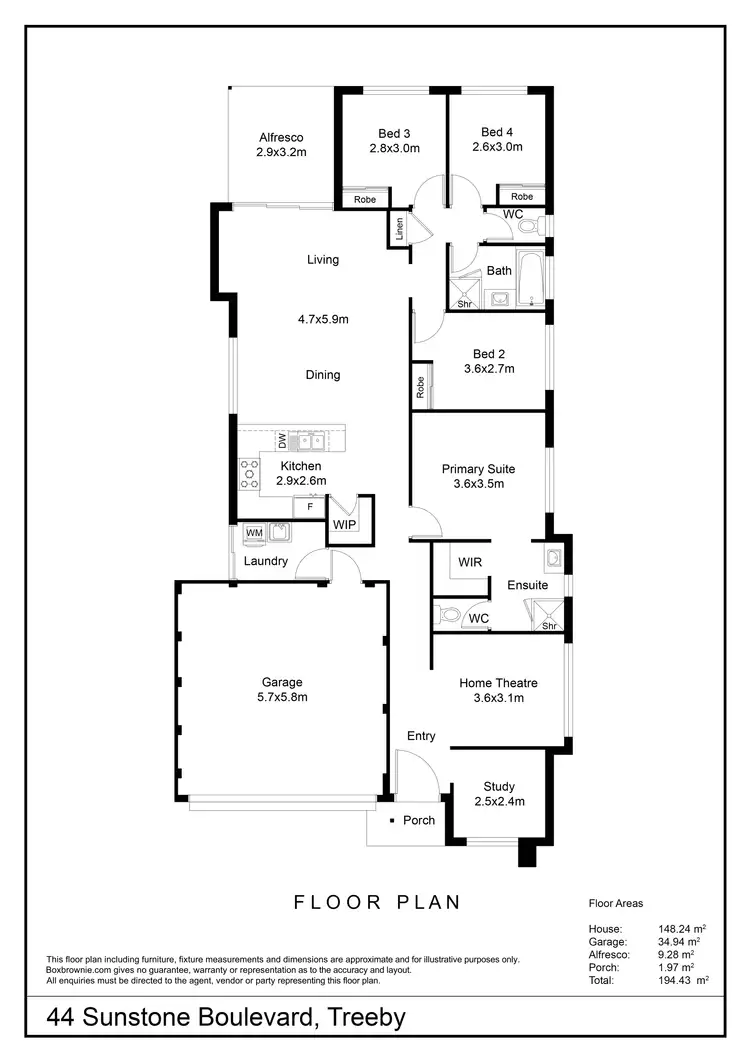 Floorplan of Homely house listing, 44 Sunstone Boulevard, Treeby WA 6164