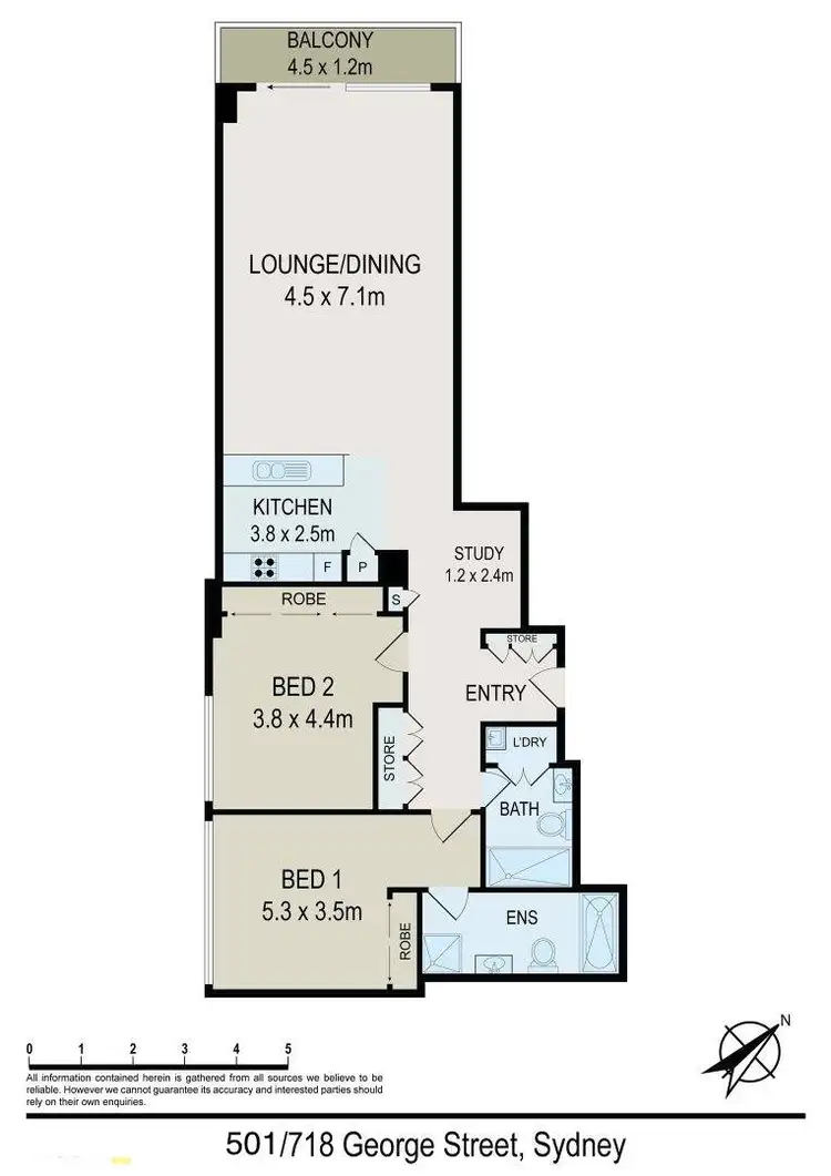 Floorplan of Homely apartment listing, 501/718 George Street, Sydney NSW 2000