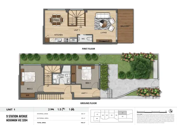 Floorplan of Homely townhouse listing, 1/9 Station Avenue, Mckinnon VIC 3204