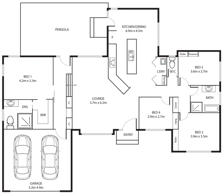 Floorplan of Homely house listing, 1 McIlveen Place, Oxley ACT 2903