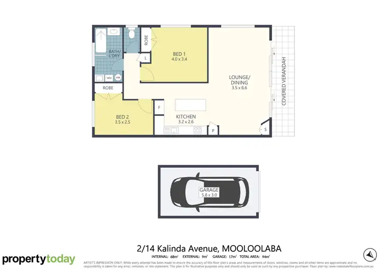 Floorplan of Homely unit listing, 2/14 Kalinda Avenue, Mooloolaba QLD 4557