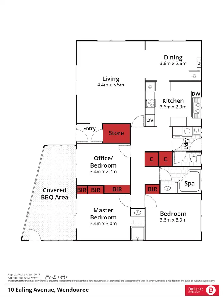 Floorplan of Homely house listing, 10 Ealing Avenue, Wendouree VIC 3355
