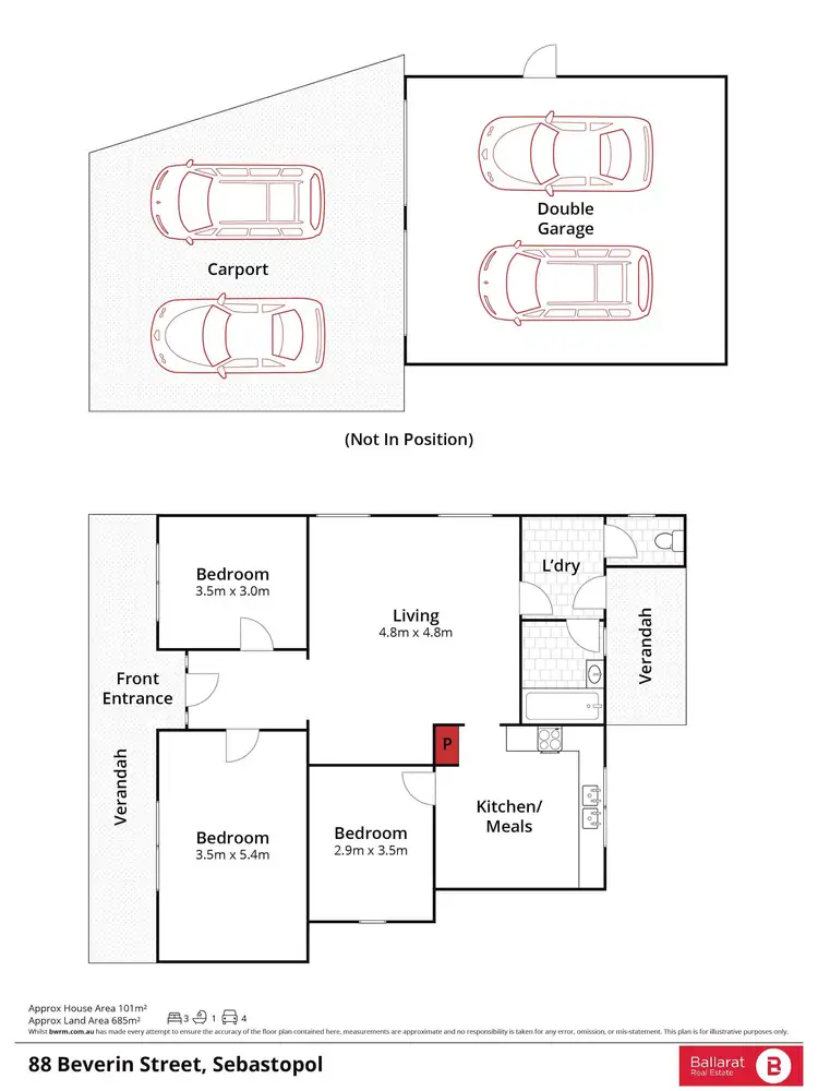 Floorplan of Homely house listing, 88 Beverin Street, Sebastopol VIC 3356