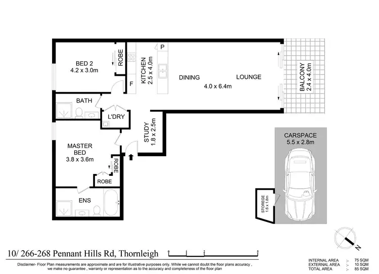 Floorplan of Homely unit listing, 10/266 Pennant Hills Road, Thornleigh NSW 2120