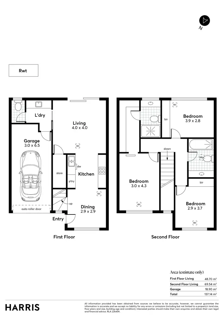 Floorplan of Homely townhouse listing, 2/9 Grundy Terrace, Christies Beach SA 5165