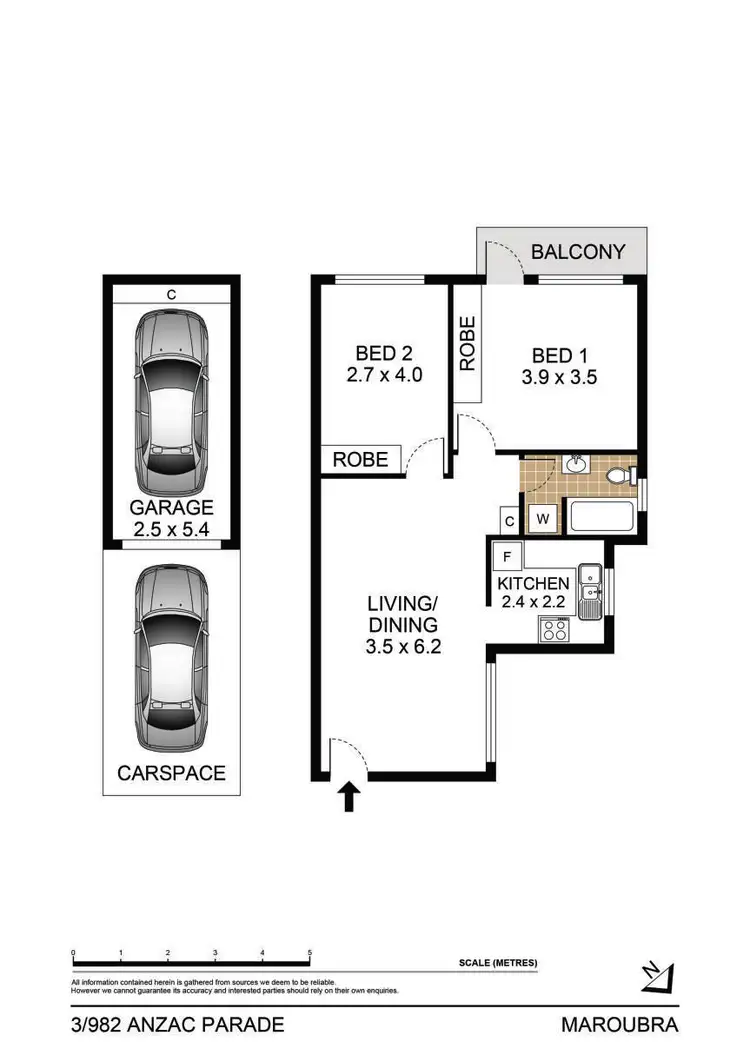 Floorplan of Homely apartment listing, 3/982 Anzac Parade, Maroubra NSW 2035