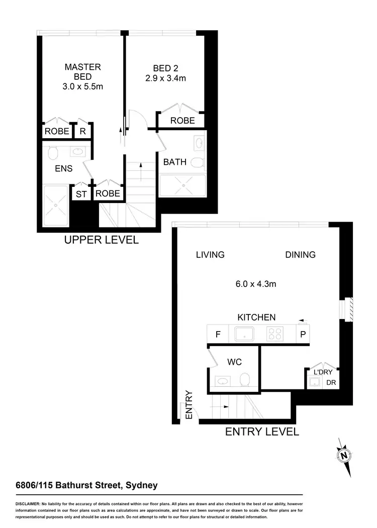Floorplan of Homely apartment listing, 6806/115 Bathurst Street, Sydney NSW 2000