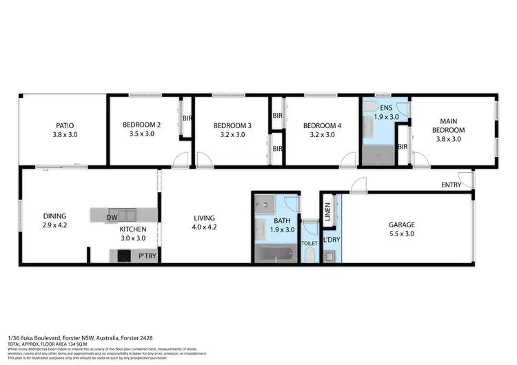 Floorplan of Homely villa listing, 1/36 Iluka Boulevard, Forster NSW 2428