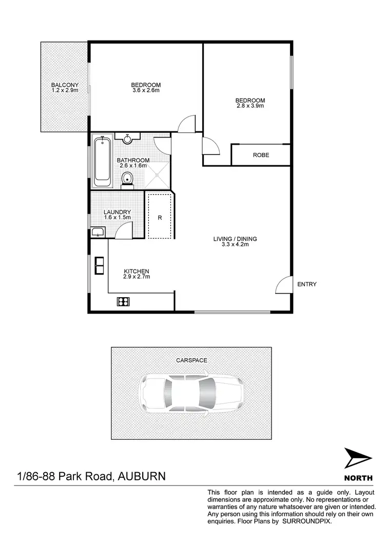 Floorplan of Homely unit listing, 1/86 Park Road, Auburn NSW 2144