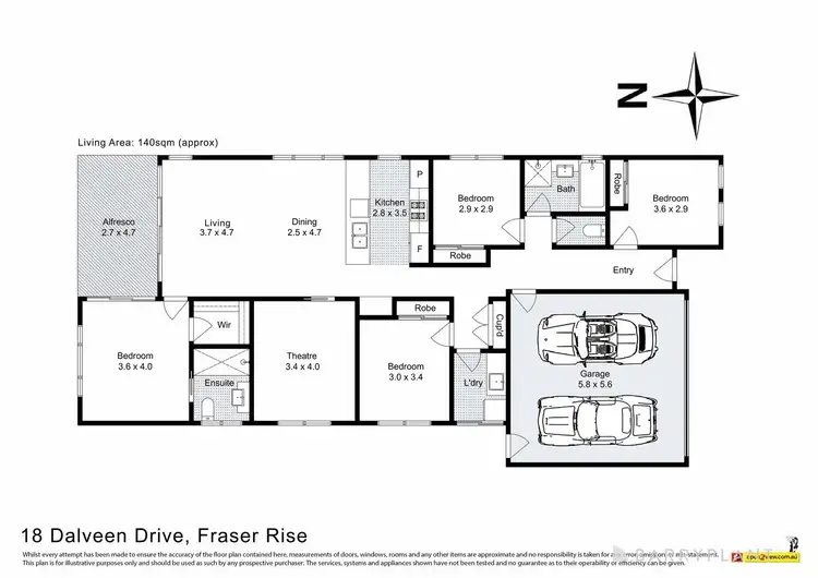 Floorplan of Homely house listing, 18 Dalveen Drive, Fraser Rise VIC 3336