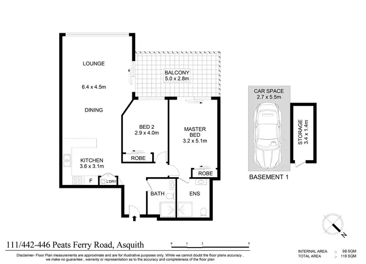Floorplan of Homely apartment listing, 111/442-446 Peats Ferry Road, Asquith NSW 2077