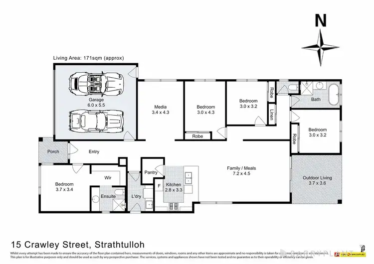 Floorplan of Homely house listing, 15 Crawley Street, Strathtulloh VIC 3338