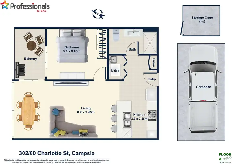Floorplan of Homely apartment listing, 302/60 Charlotte Street, Campsie NSW 2194