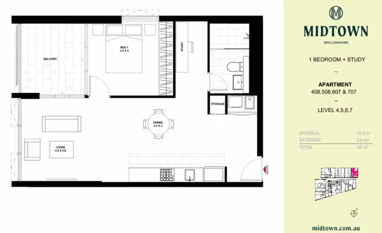 Floorplan of Homely apartment listing, 607/49 Denison Street, Wollongong NSW 2500