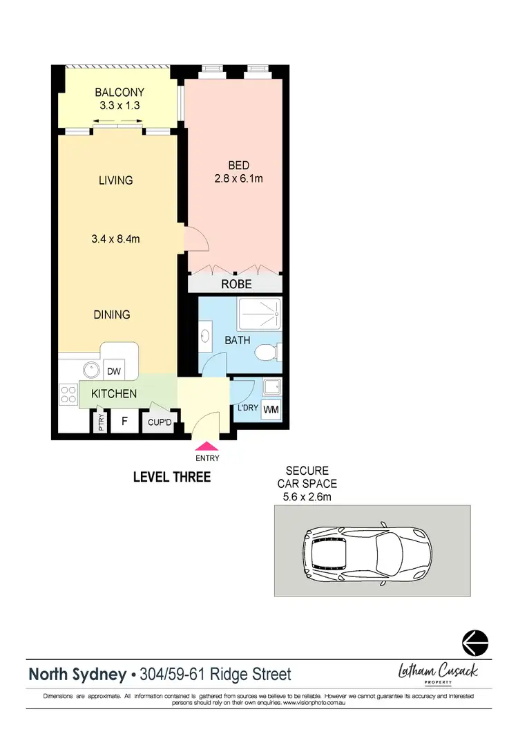 Floorplan of Homely unit listing, 304/59-61 Ridge Street, North Sydney NSW 2060