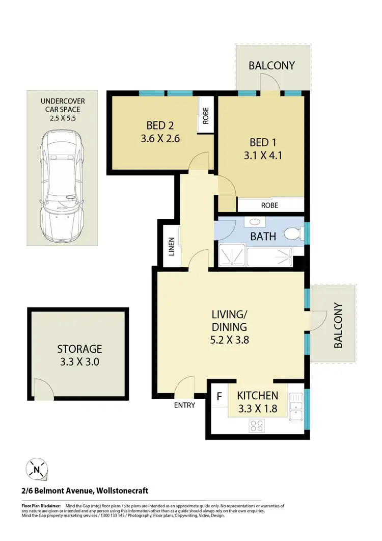Floorplan of Homely apartment listing, 2/6 Belmont Avenue, Wollstonecraft NSW 2065