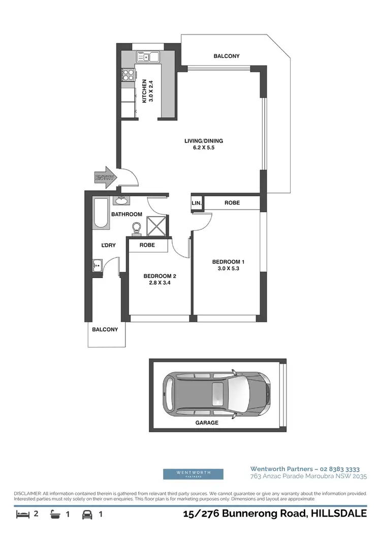 Floorplan of Homely apartment listing, 15/276 Bunnerong Road, Hillsdale NSW 2036