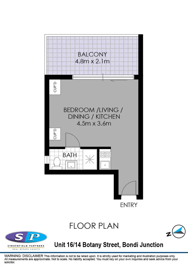 Floorplan of Homely studio listing, 16/14 Botany Street, Bondi Junction NSW 2022