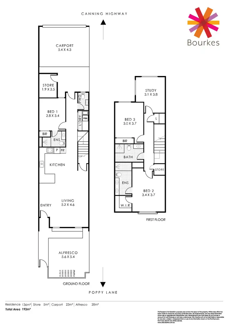 Floorplan of Homely townhouse listing, 9 Poppy Lane, Como WA 6152
