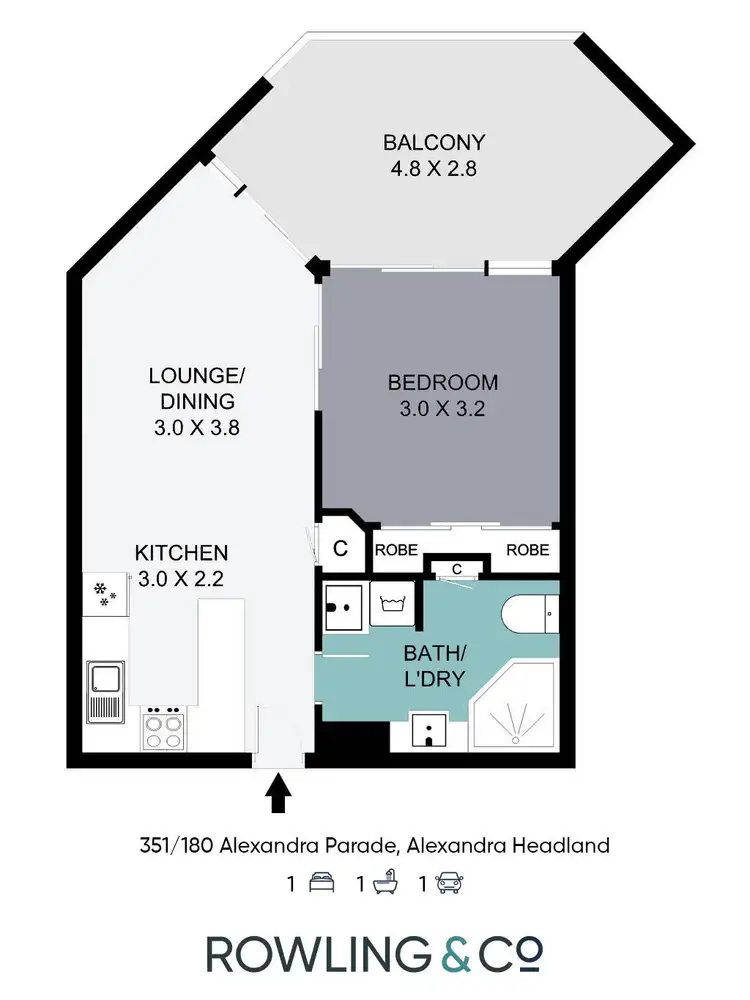 Floorplan of Homely unit listing, 351/180 Alexandra Parade, Alexandra Headland QLD 4572