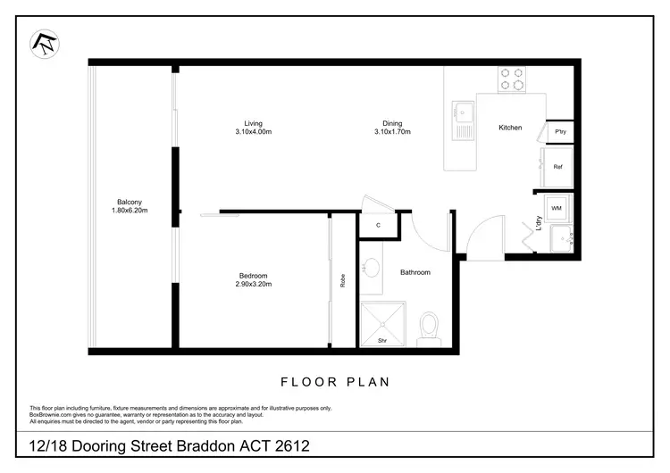 Floorplan of Homely apartment listing, 12/18 Dooring Street, Braddon ACT 2612