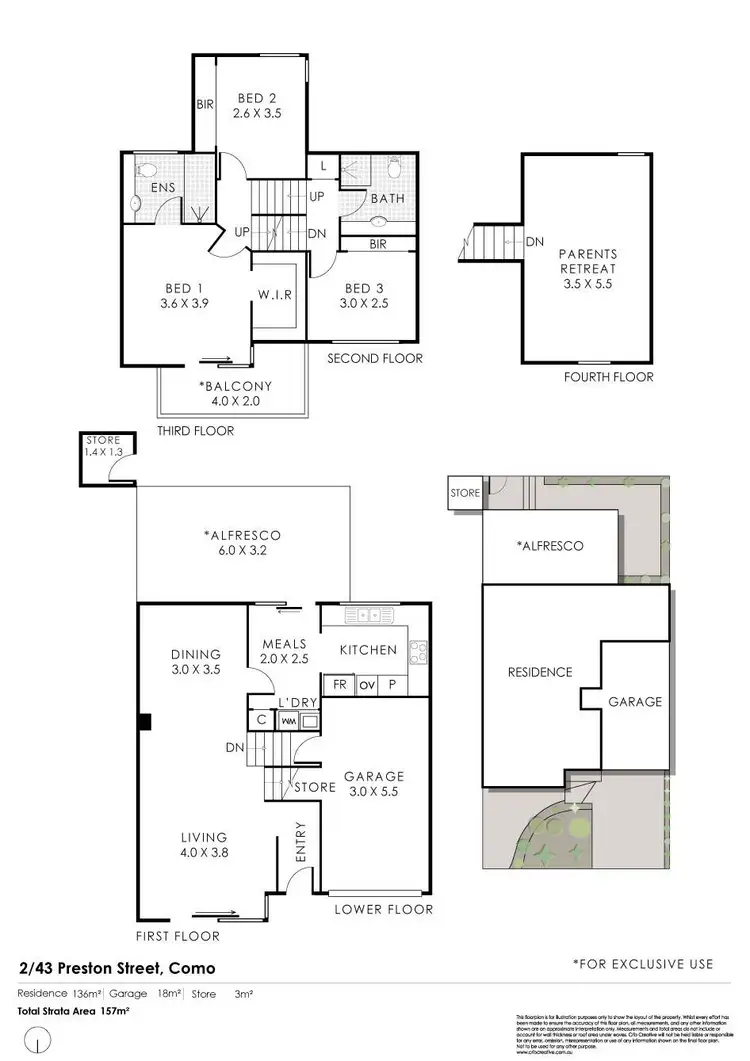 Floorplan of Homely townhouse listing, 2/43 Preston Street, Como WA 6152