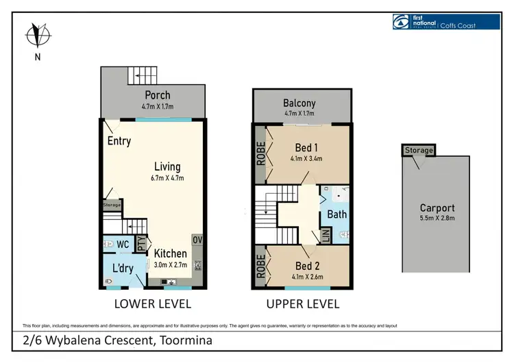 Floorplan of Homely townhouse listing, 2/6 Wybalena Crescent, Toormina NSW 2452