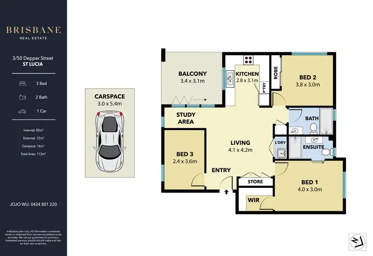Floorplan of Homely apartment listing, 3/50 Depper Street, St Lucia QLD 4067
