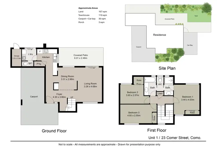 Floorplan of Homely townhouse listing, 1/23 Comer Street, Como WA 6152