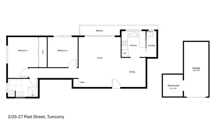 Floorplan of Homely unit listing, 2/25-27 Peel Street, Tuncurry NSW 2428