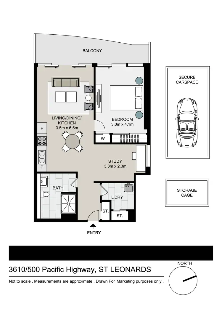 Floorplan of Homely apartment listing, 3610/500 Pacific Highway, St Leonards NSW 2065