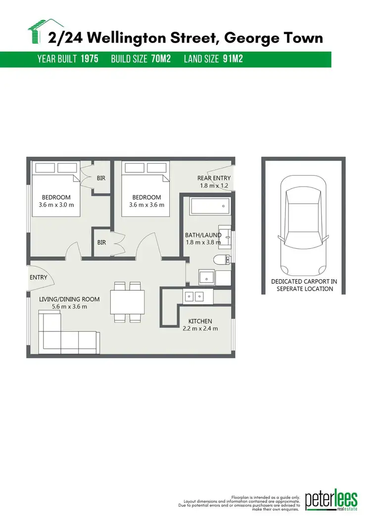 Floorplan of Homely unit listing, 2/24 Wellington Street, George Town TAS 7253
