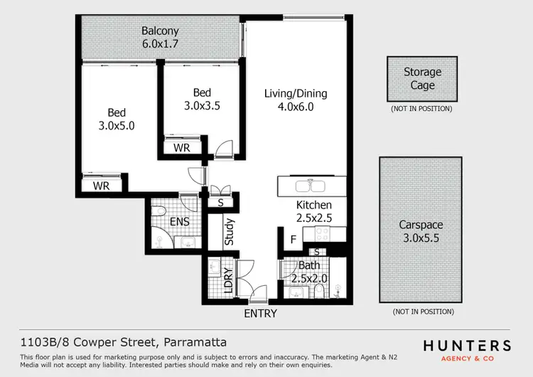 Floorplan of Homely apartment listing, 1103B/8 Cowper Street, Parramatta NSW 2150