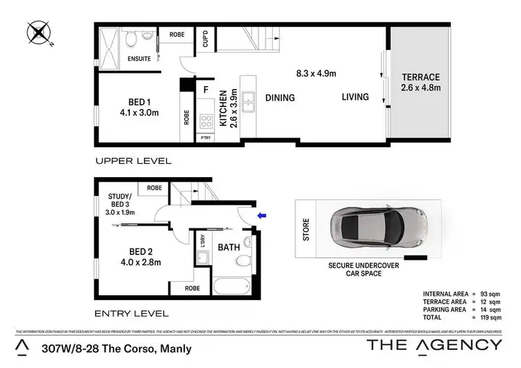 Floorplan of Homely apartment listing, W307/8-28 The Corso, Manly NSW 2095
