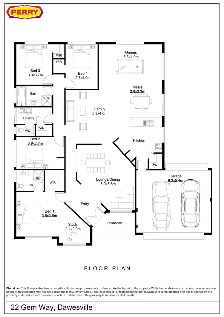 Floorplan of Homely house listing, 22 Gem Way, Dawesville WA 6211