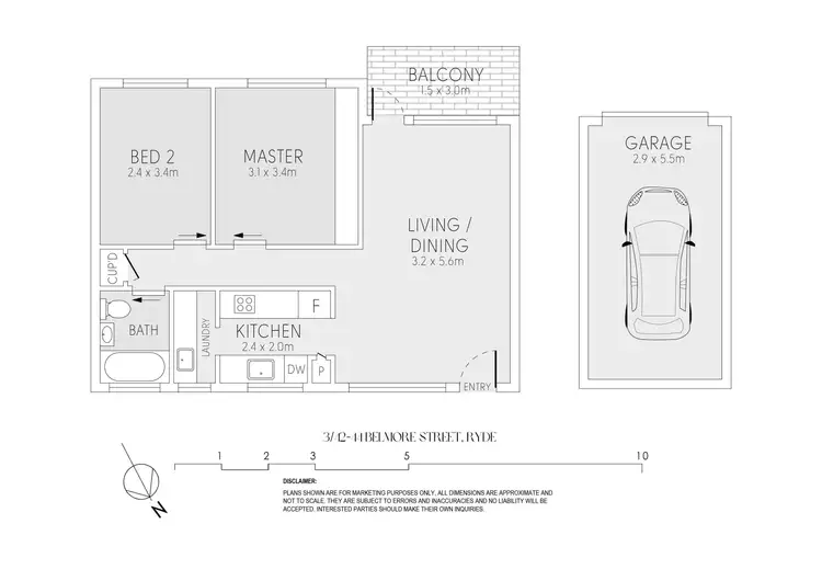 Floorplan of Homely apartment listing, 3/42-44 Belmore Street, Ryde NSW 2112