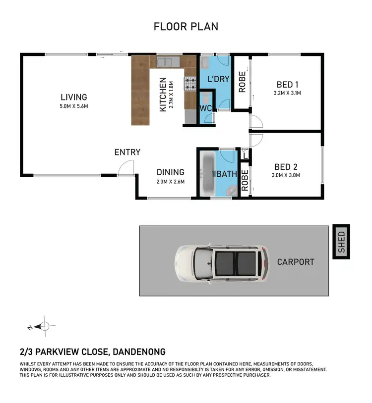 Floorplan of Homely unit listing, 2/3 Parkview Close, Dandenong VIC 3175