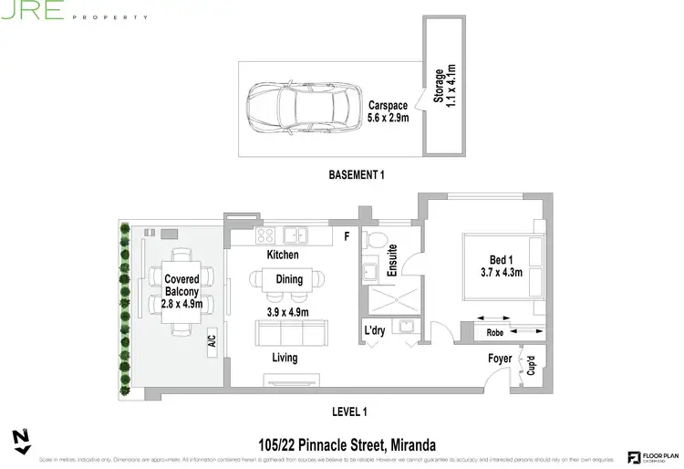 Floorplan of Homely apartment listing, 105/22 Pinnacle Street, Miranda NSW 2228