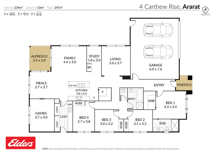 Floorplan of Homely house listing, 4 Carthew Rise, Ararat VIC 3377