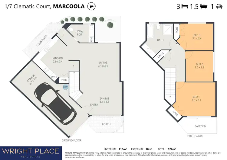Floorplan of Homely unit listing, 1/7 Clematis Court, Marcoola QLD 4564