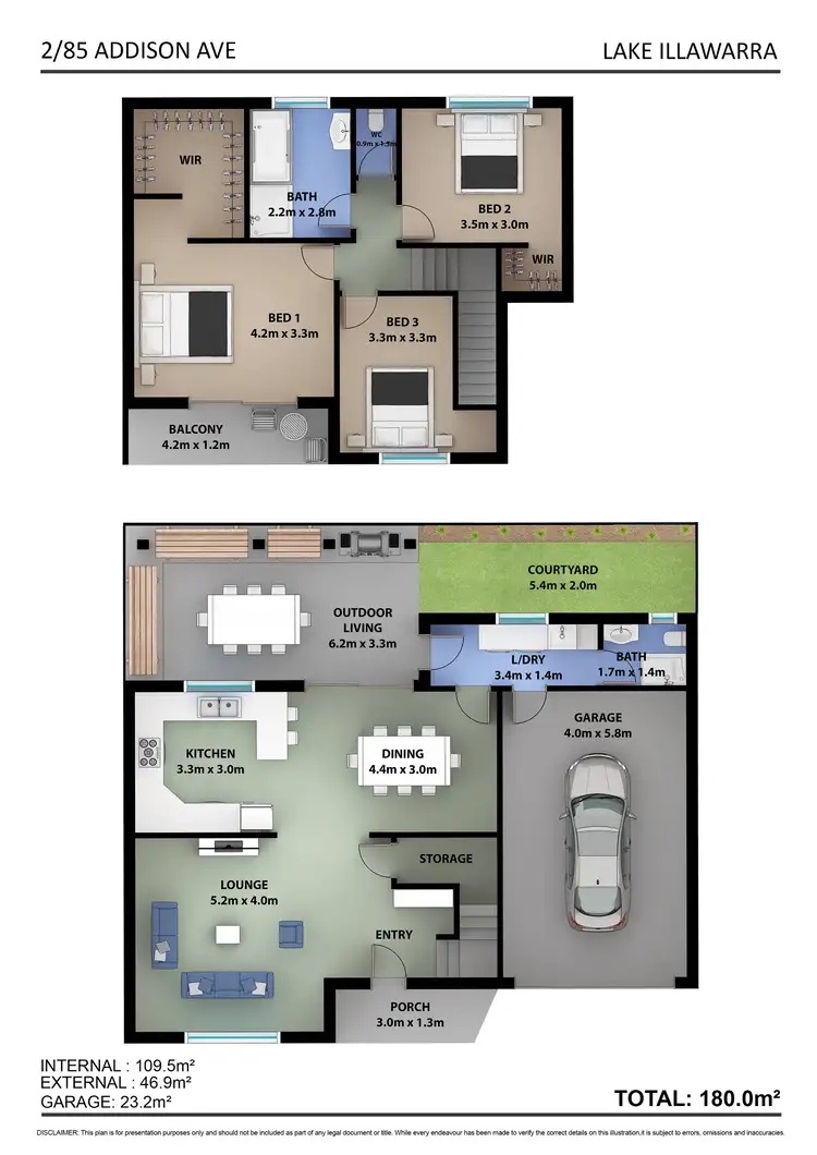Floorplan of Homely townhouse listing, 2/85 Addison Avenue, Lake Illawarra NSW 2528